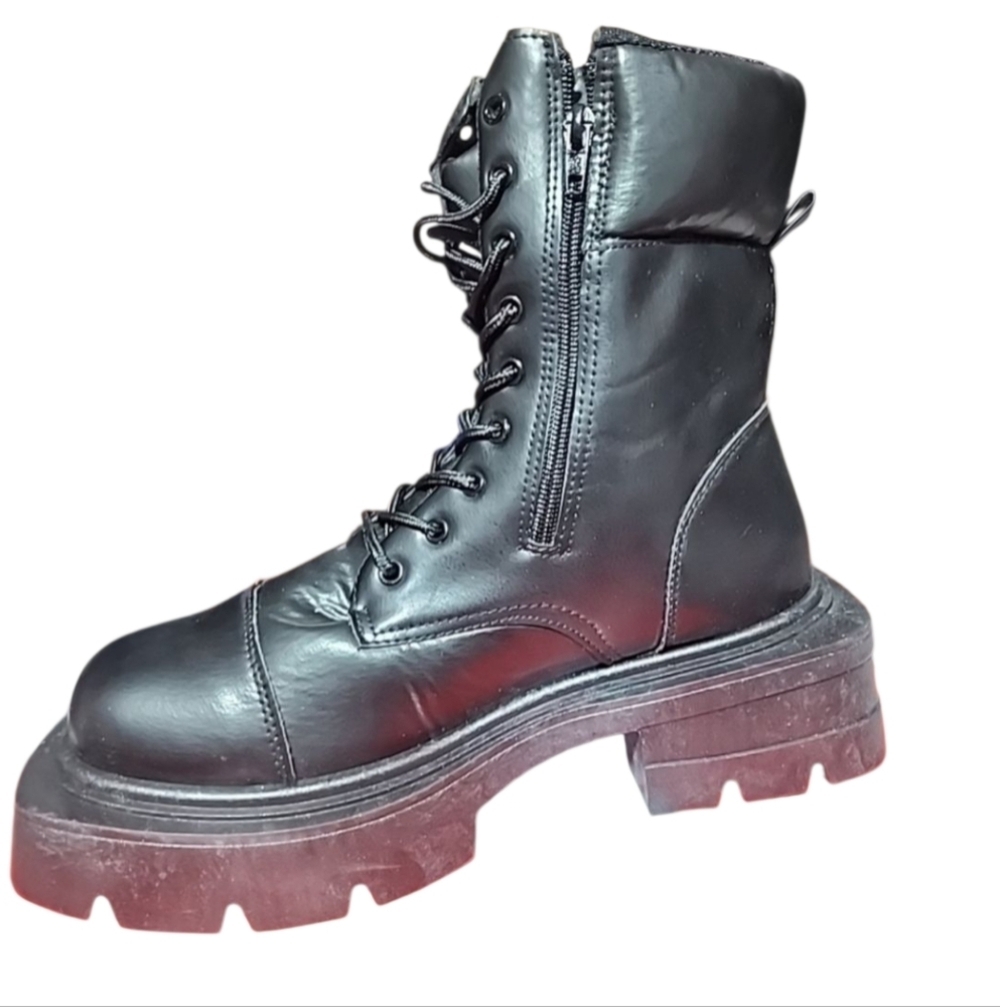Rouge Womens Thick Sole Combat Platform Boots. Brand New In Box. - Picture 4 of 8